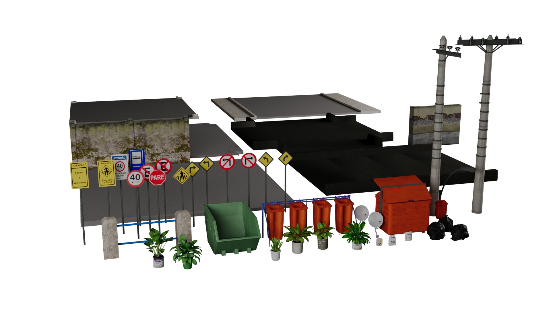 Megapack Favela Rio de Janeiro Brazil Low-poly 3D model_7