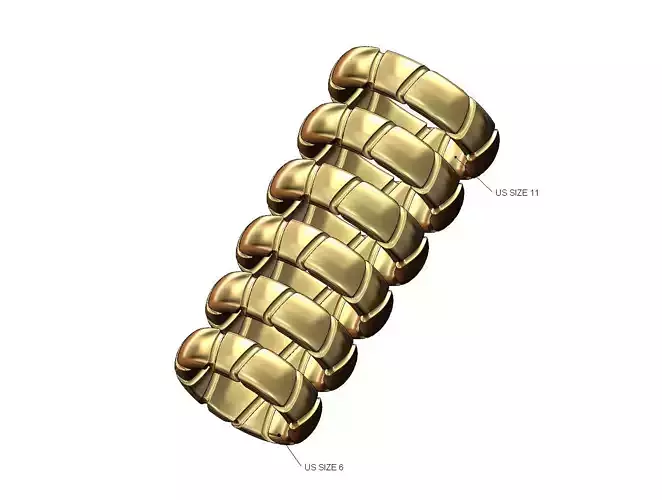 Chunky mirrored  riverstone carving cigar band US sizes 6to11