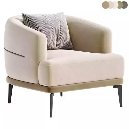 Modern Linen Upholstered Armchair Barrel Chair