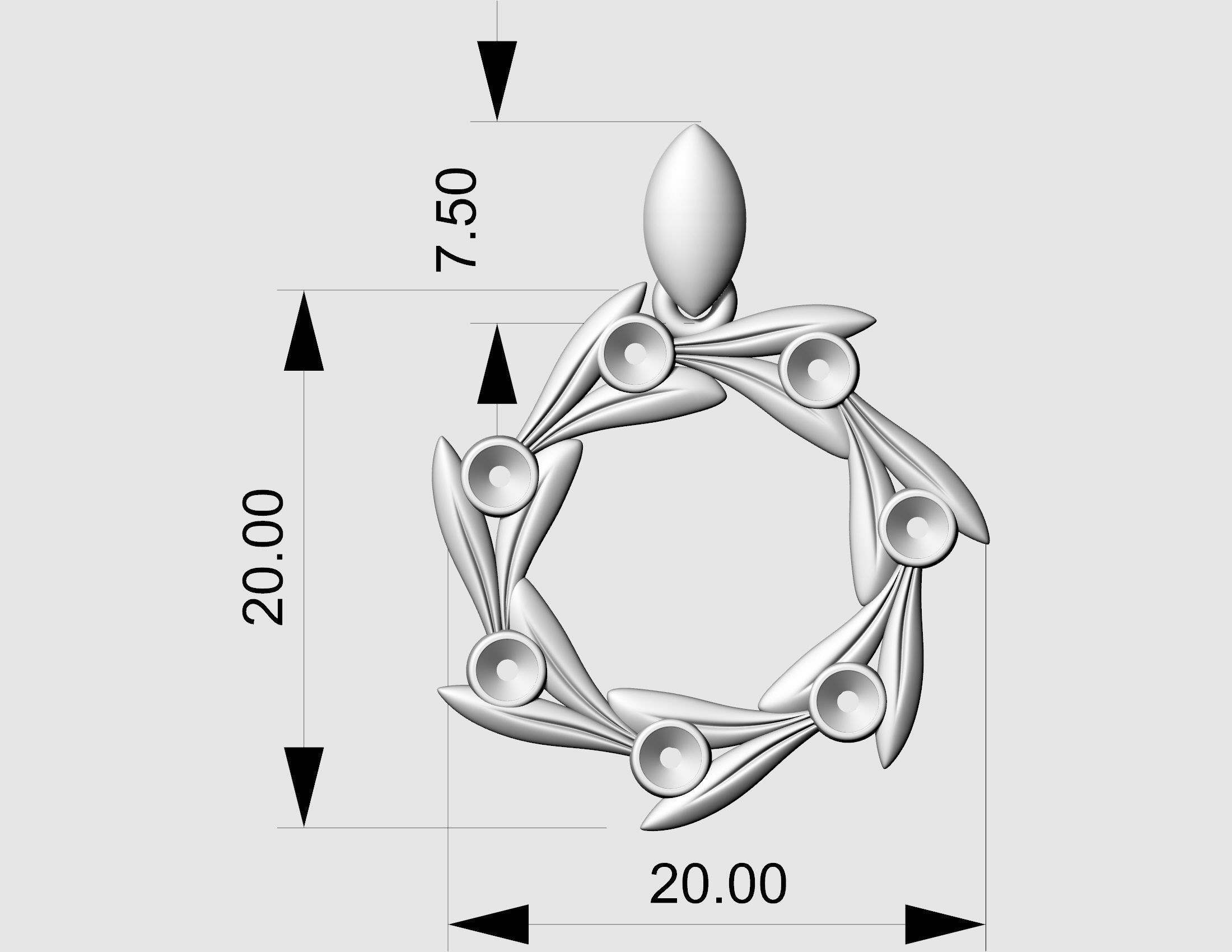 Round leaves pendant 3D print model_8