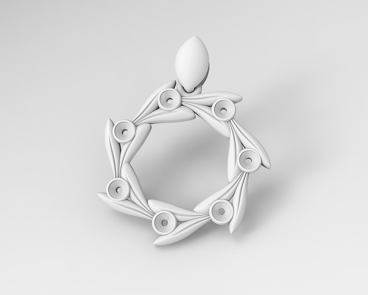 Round leaves pendant 3D print model_2