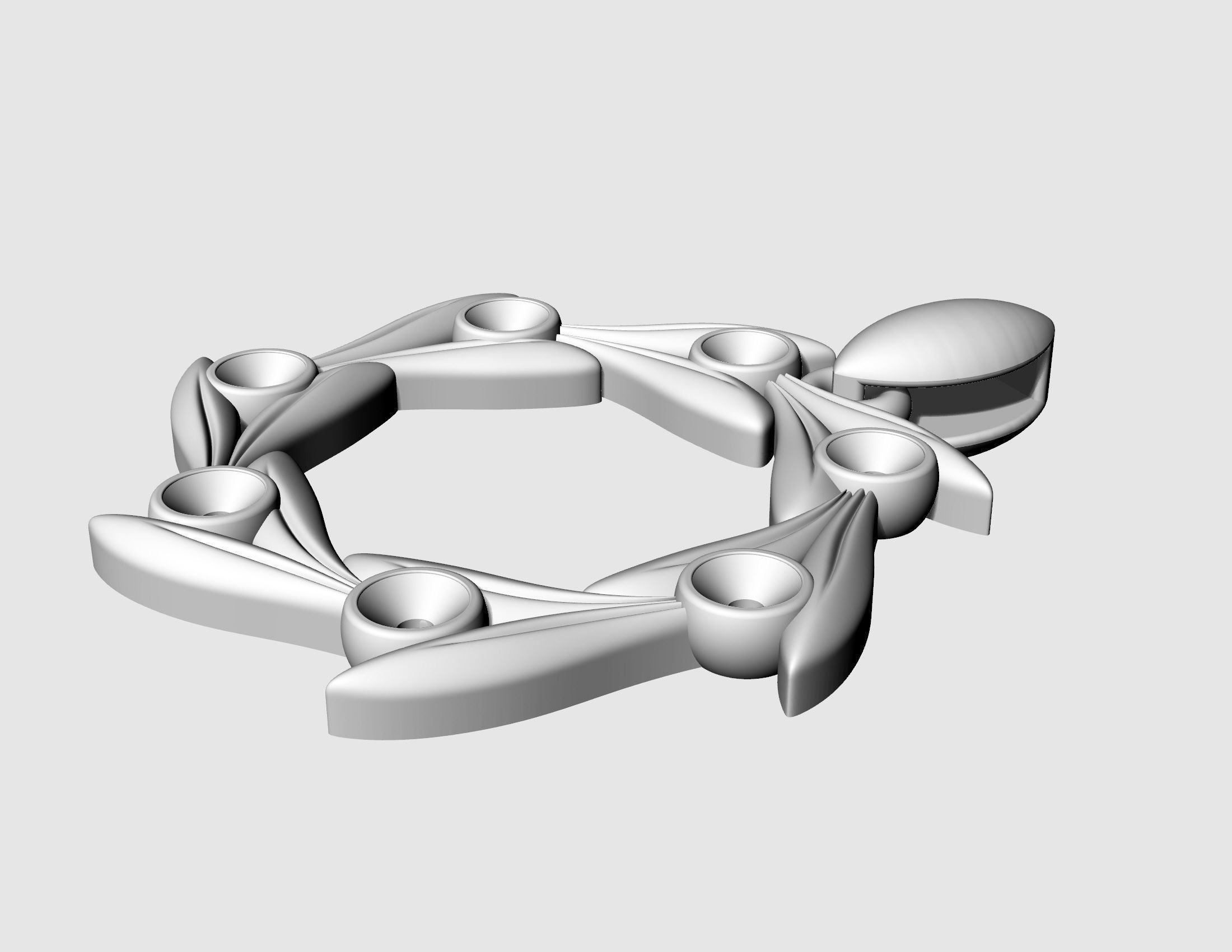Round leaves pendant 3D print model_5