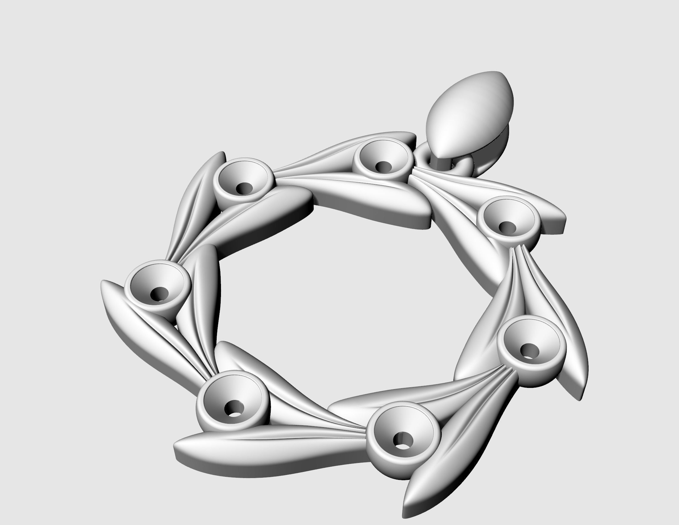 Round leaves pendant 3D print model_4