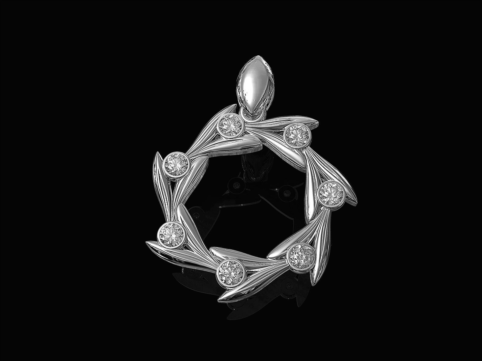 Round leaves pendant 3D print model_1
