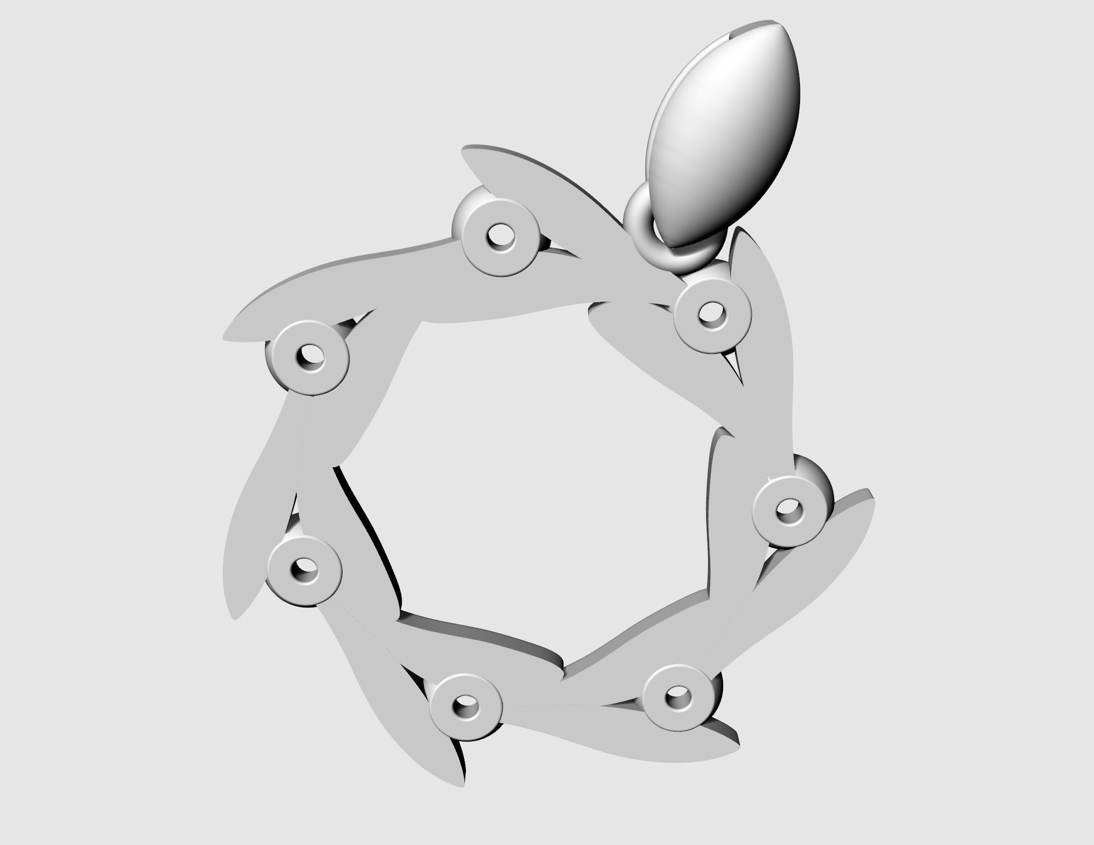 Round leaves pendant 3D print model_7