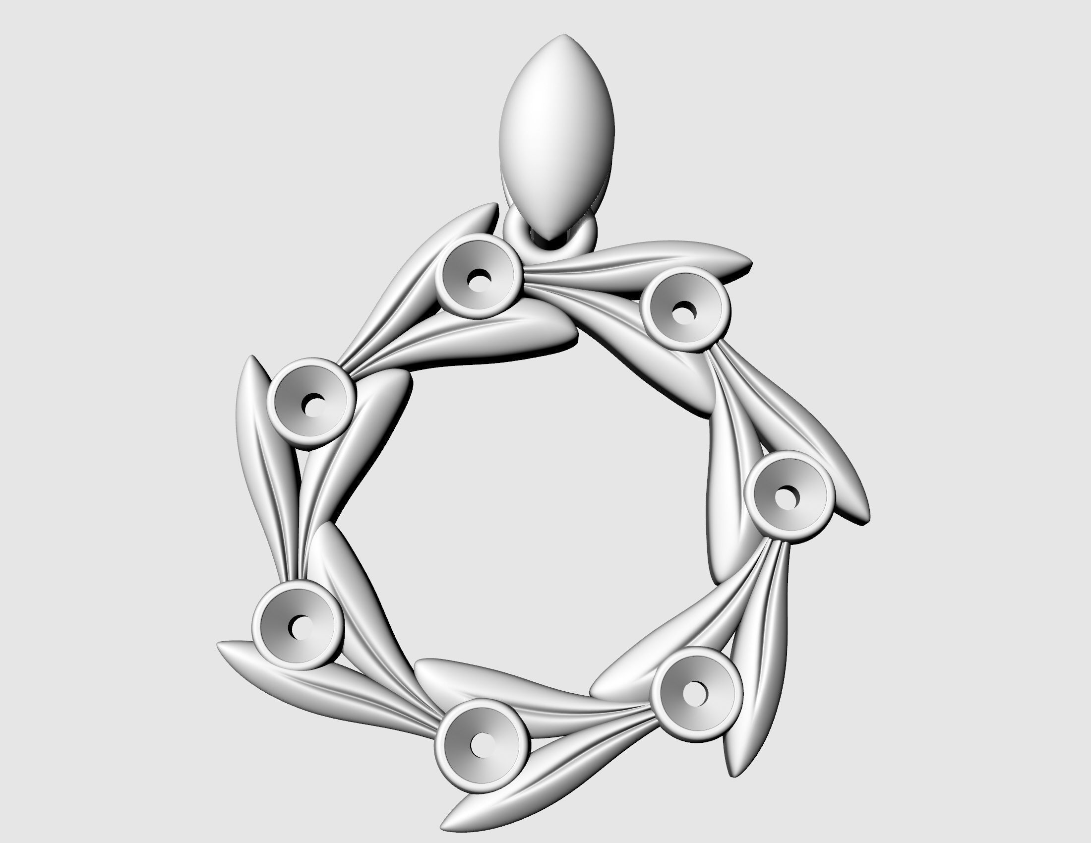 Round leaves pendant 3D print model_3