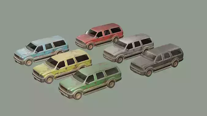 American Old Rusty Car YY Collection Pack 3D Model 3D model