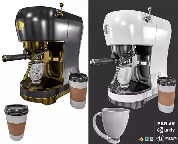 Coffee Machine With Mug Pack Low-poly 3D model