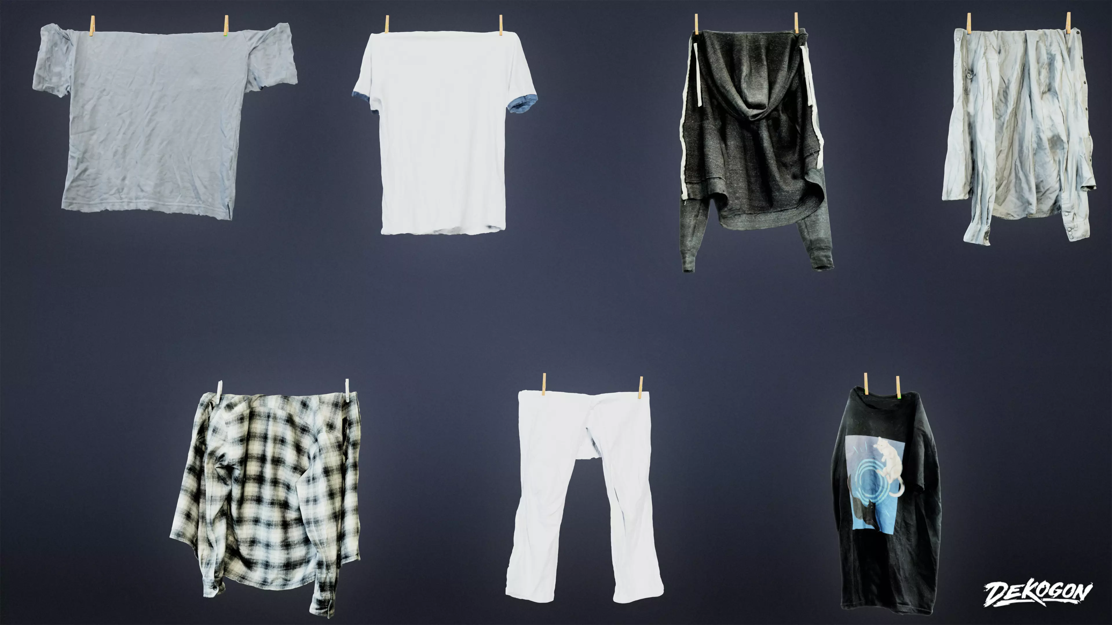 LAUNDROMAT - Clothes Hanging 01 - LOW POLY AND NANITE Low-poly 3D model