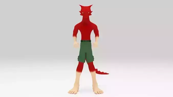 Red Dragon Low Polys  Rigged  Low-poly 3D model