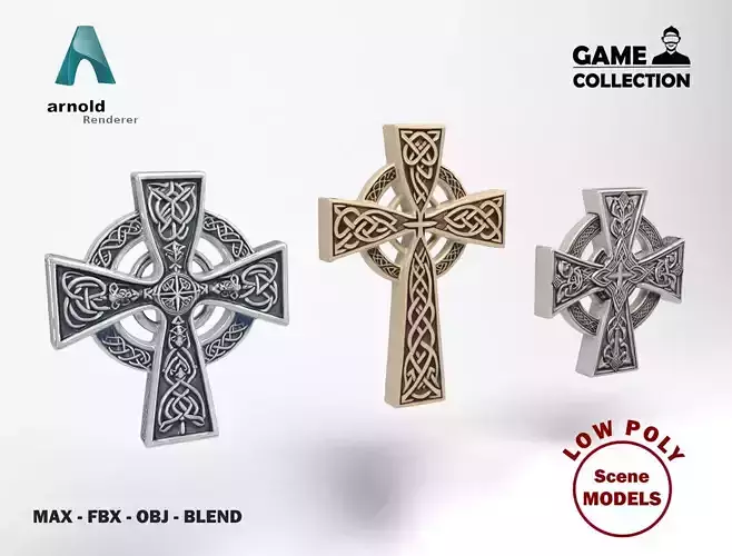 Celtic crosses Low-poly 3D model