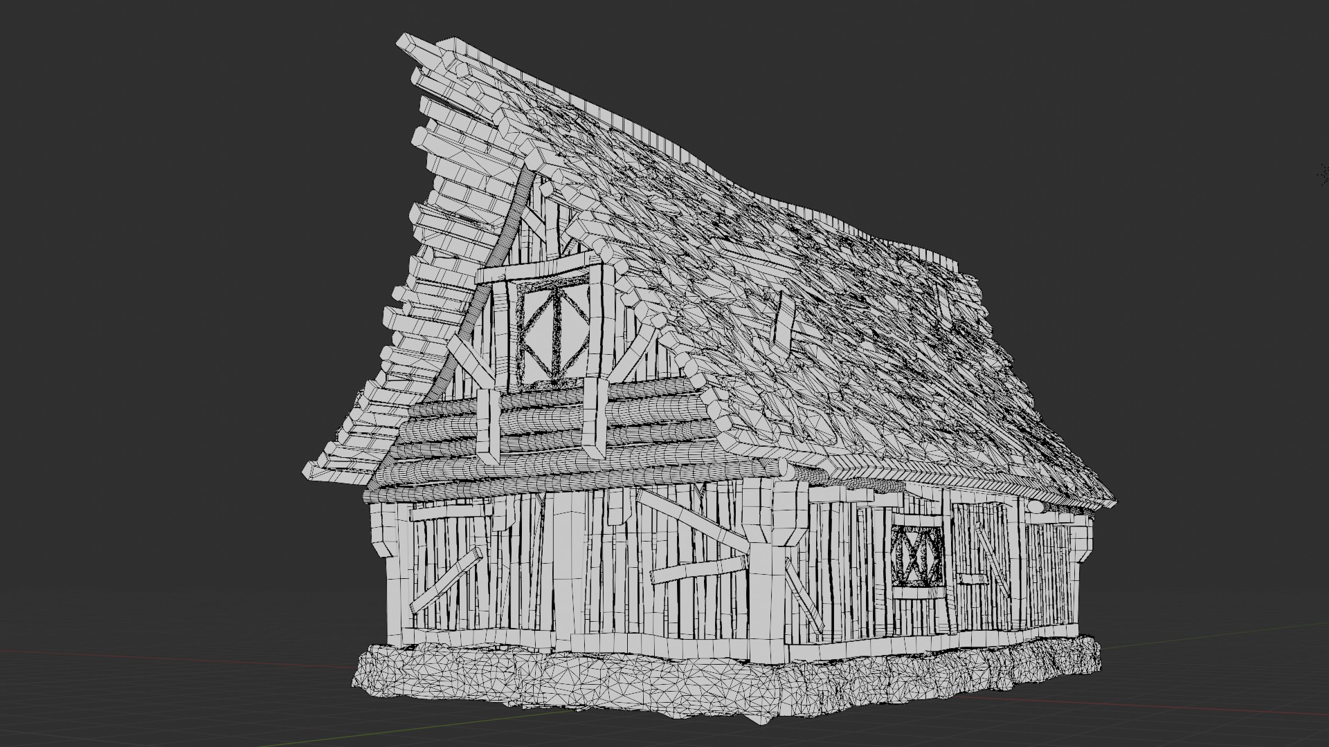 Medieval Wooden House 3D model_6