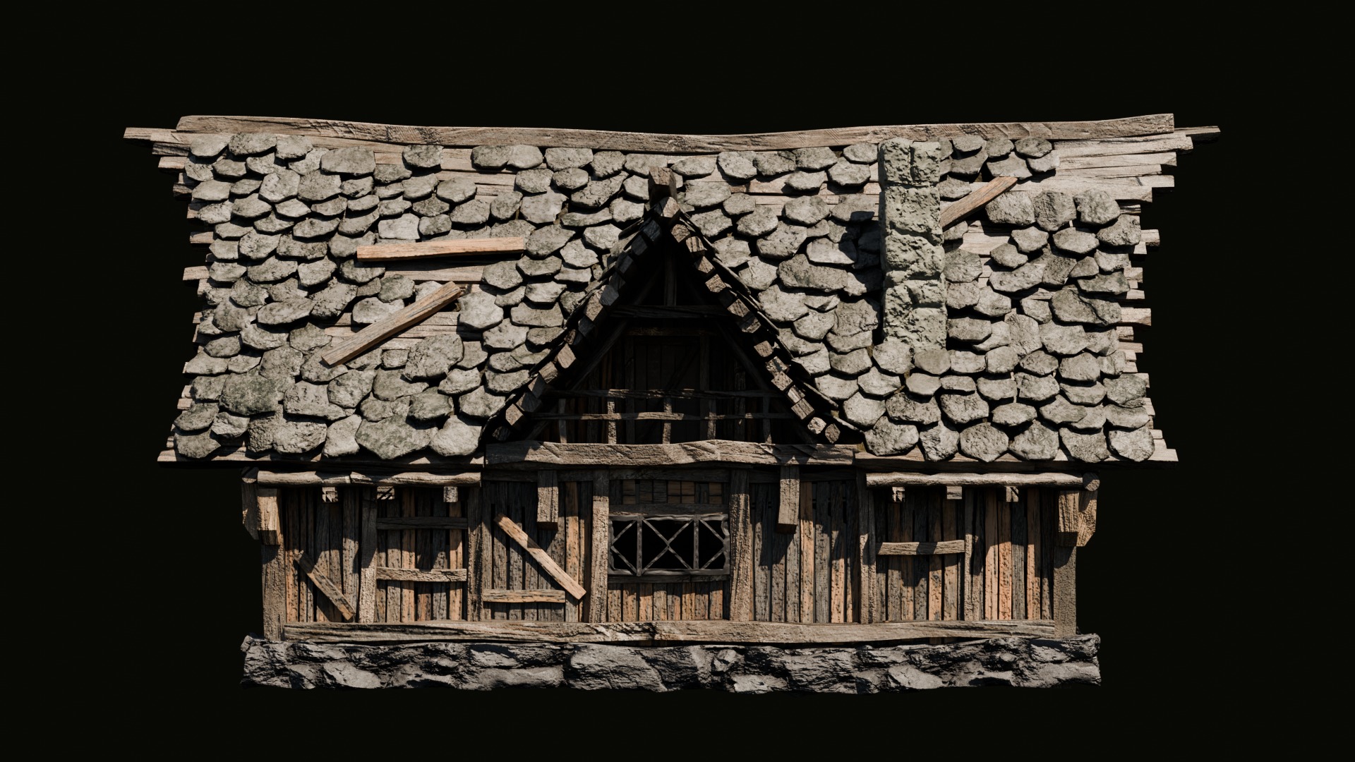 Medieval Wooden House 3D model_2