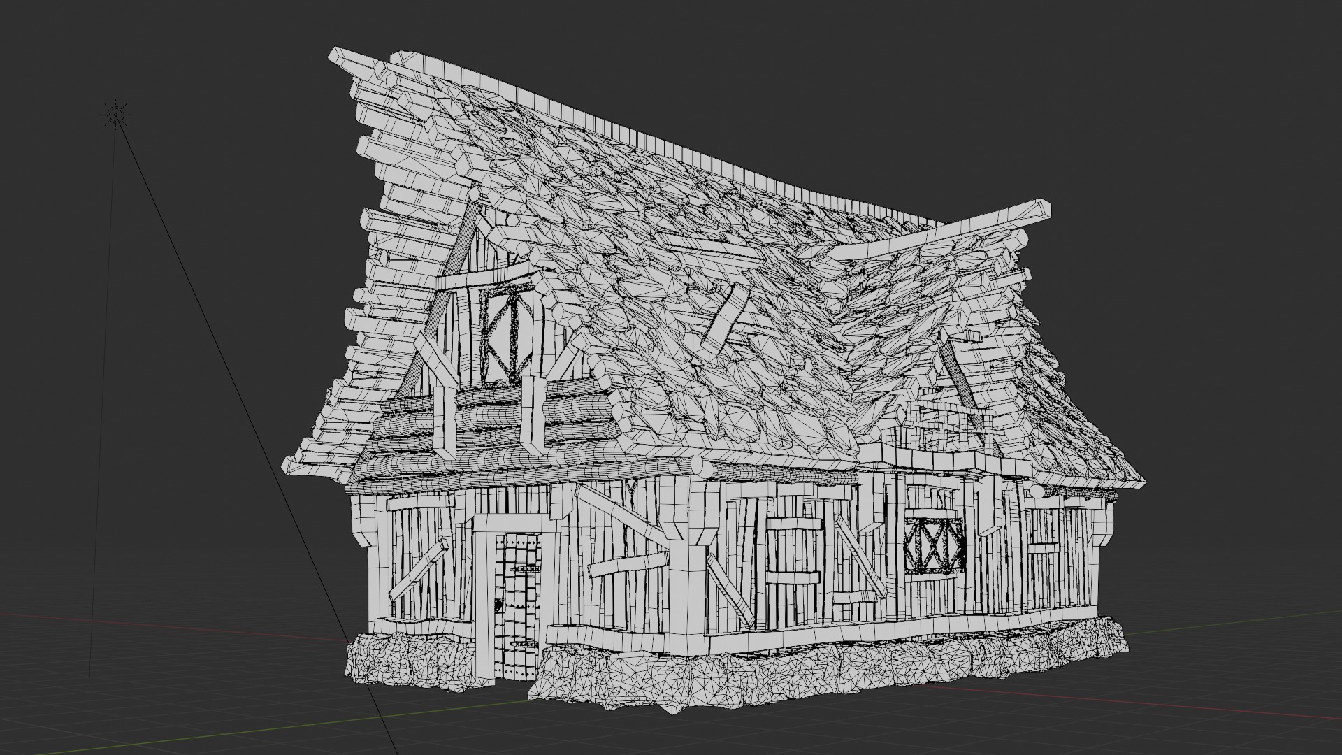 Medieval Wooden House 3D model_4