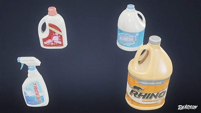 LAUNDROMAT - Household Bottles 01 - LOW POLY AND NANITE Low-poly 3D model