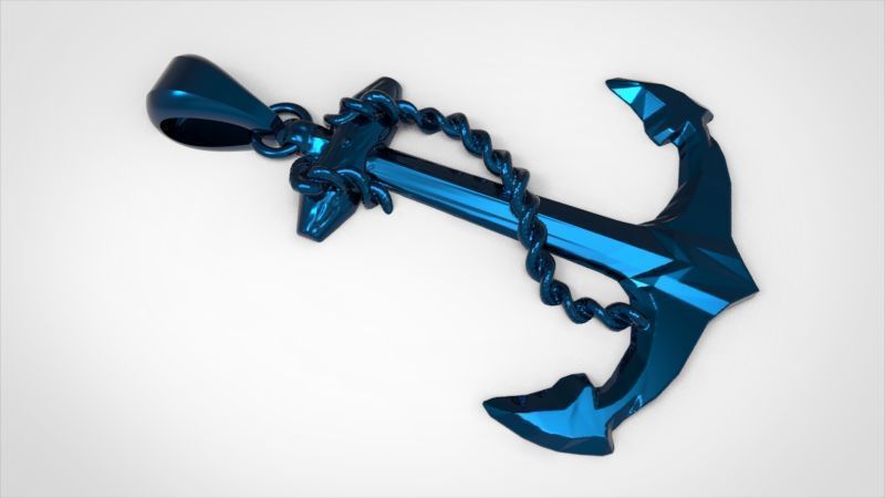 MENS ANCHOR PENDANT NECKLACE ROPE DESIGN JEWELRY 3D print model_17