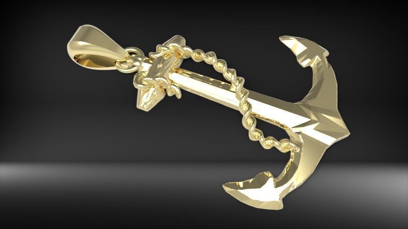 MENS ANCHOR PENDANT NECKLACE ROPE DESIGN JEWELRY 3D print model_15