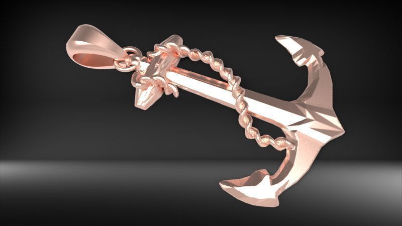 MENS ANCHOR PENDANT NECKLACE ROPE DESIGN JEWELRY 3D print model_12