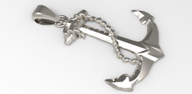 MENS ANCHOR PENDANT NECKLACE ROPE DESIGN JEWELRY 3D print model_6