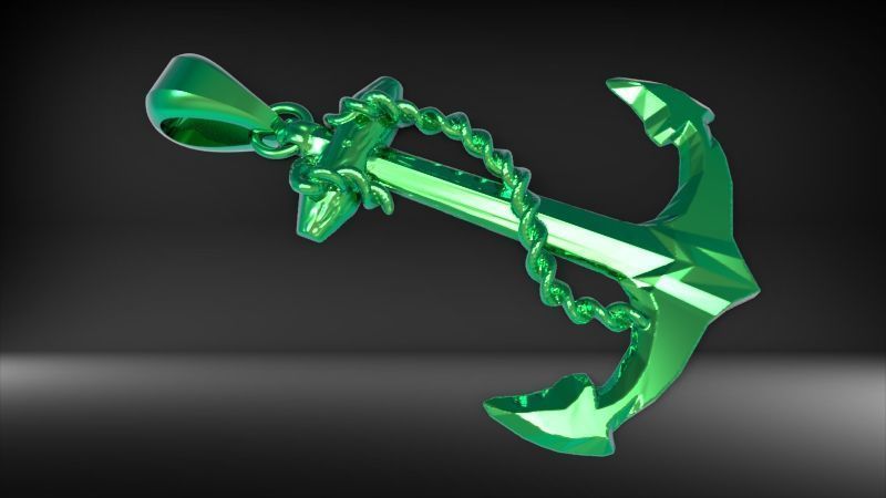 MENS ANCHOR PENDANT NECKLACE ROPE DESIGN JEWELRY 3D print model_16