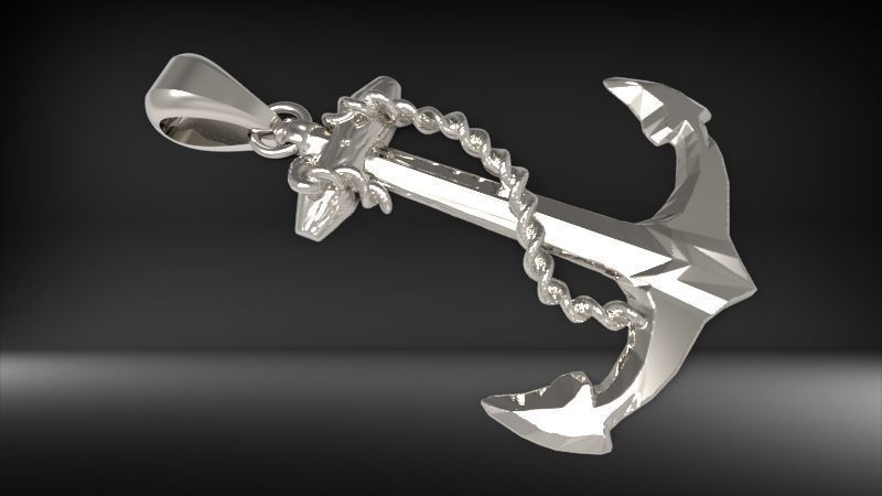 MENS ANCHOR PENDANT NECKLACE ROPE DESIGN JEWELRY 3D print model_3