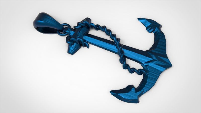 MENS ANCHOR PENDANT NECKLACE ROPE DESIGN JEWELRY 3D print model_18