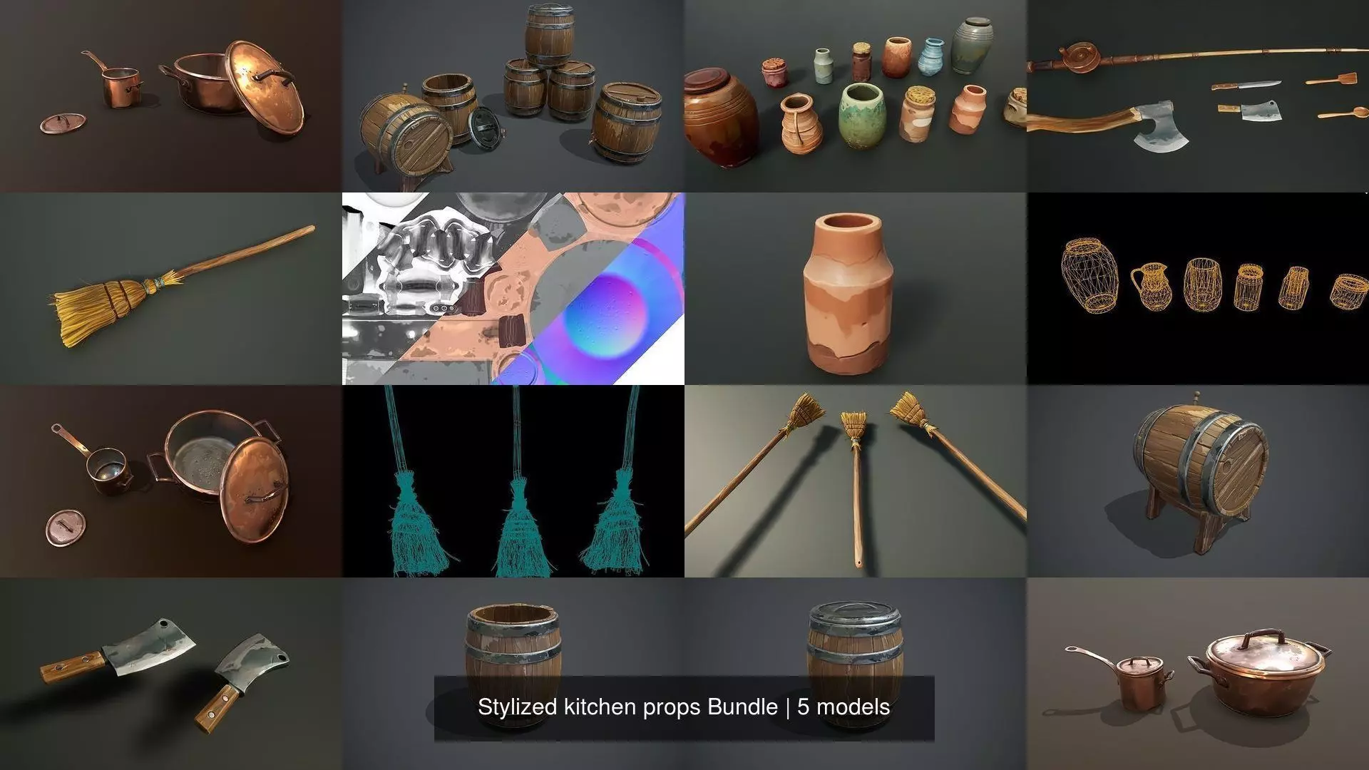 Stylized kitchen props Bundle 3D Model Collection_0