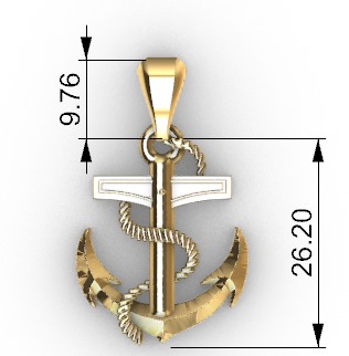 MENS ANCHOR PENDANT NECKLACE ROPE DESIGN JEWELRY 3D print model_6