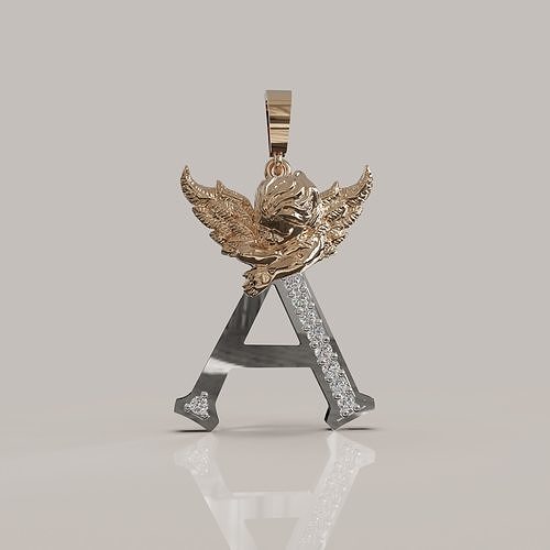 Angel Letter A - 3D Model for Jewelry Design Printable Model 3D print model