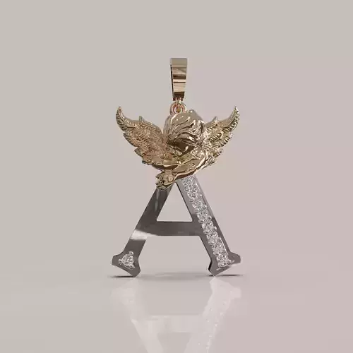 Angel Letter A - 3D Model for Jewelry Design Printable Model