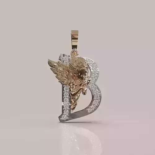 Angel Letter B 3D Model for Jewelry Design Printable Model