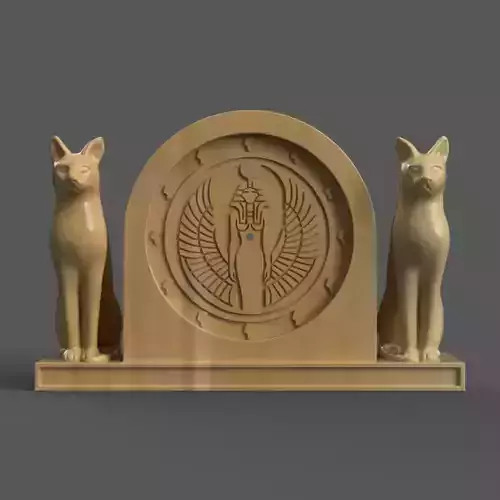 desk clock Bastet bast old egypt 3D print model