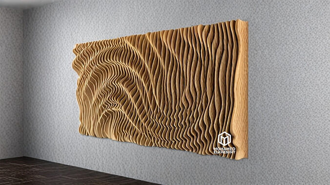 Parametric Wavy Wooden Wall Decor 19 - wood cutting machines  3D model