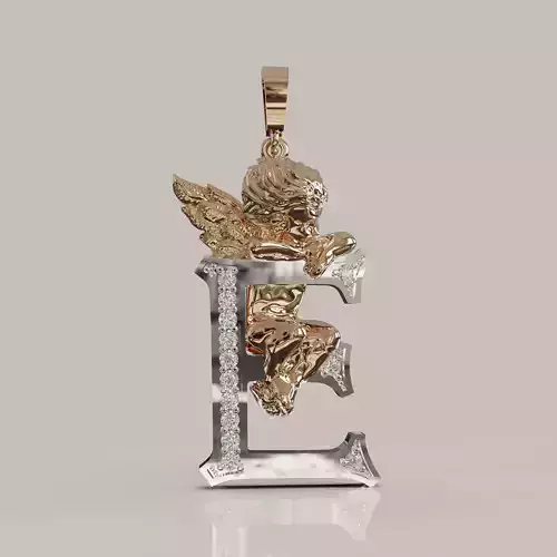 Angel Letter E 3D Model for Jewelry Design Printable Model