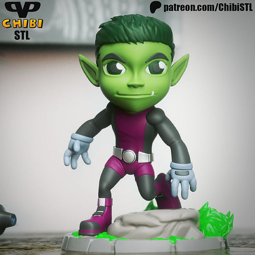 Beast Boy Chibi STL for 3D Printing ChibiSTL 3DXM
