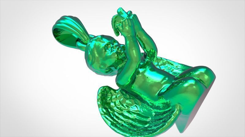 Vintage Cherub Baby Angel DOVE Heaven Wings Necklace Jewelry 3D print model_6