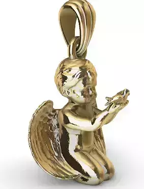 Vintage Cherub Baby Angel DOVE Heaven Wings Necklace Jewelry 3D print model