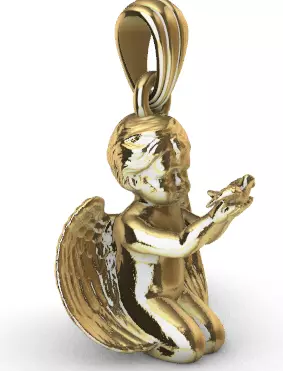 Vintage Cherub Baby Angel DOVE Heaven Wings Necklace Jewelry 3D print model_0