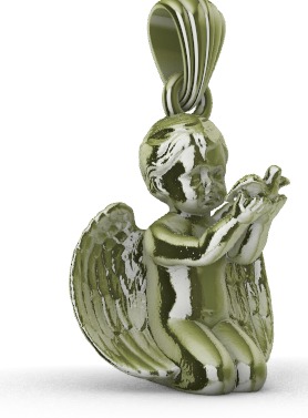 Vintage Cherub Baby Angel Heaven DOVE Wings Necklace Jewelry  3D print model_14