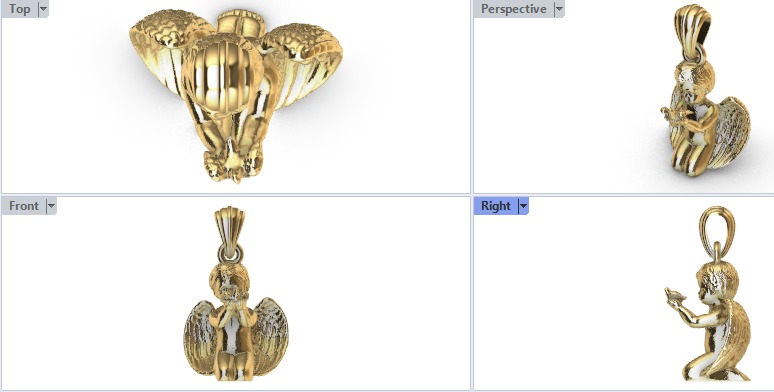 Vintage Cherub Baby Angel Heaven DOVE Wings Necklace Jewelry  3D print model_13