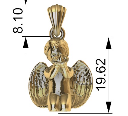 Vintage Cherub Baby Angel Heaven DOVE Wings Necklace Jewelry  3D print model_12