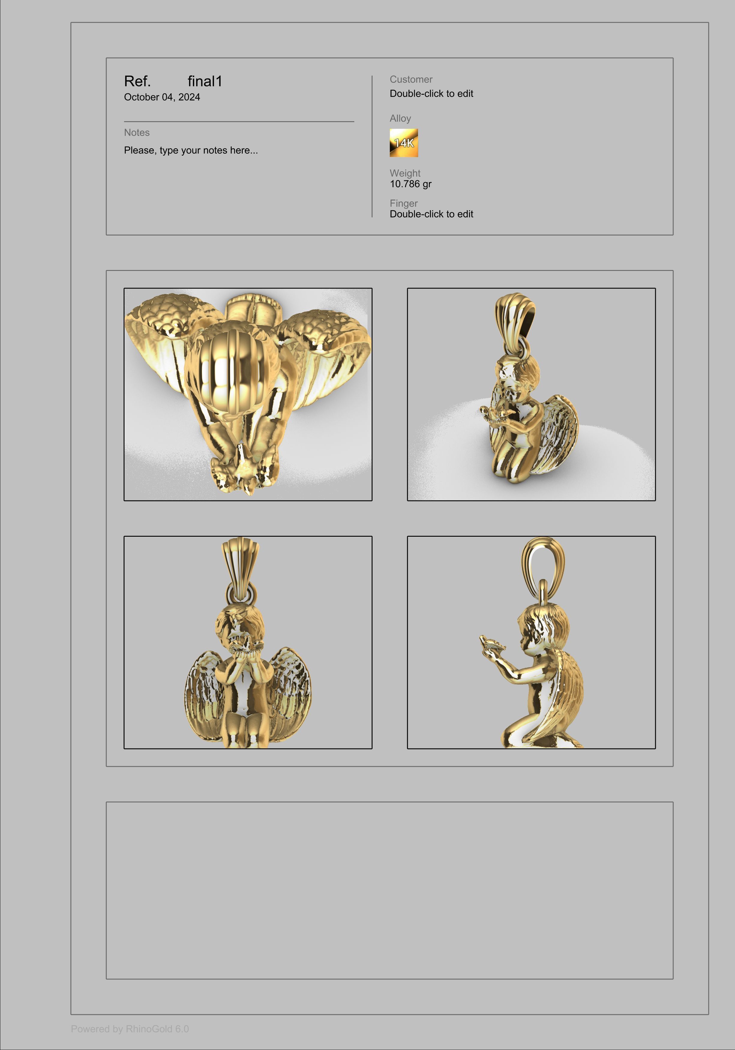 Vintage Cherub Baby Angel Heaven DOVE Wings Necklace Jewelry  3D print model_11