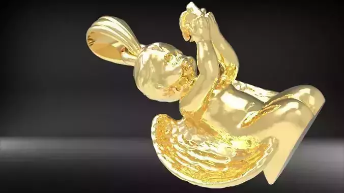 Vintage Cherub Baby Angel Heaven DOVE Wings Necklace Jewelry  3D print model