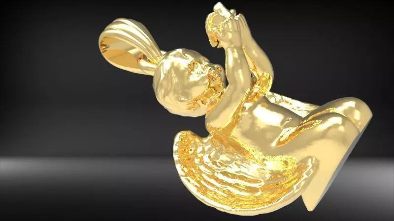 Vintage Cherub Baby Angel Heaven DOVE Wings Necklace Jewelry  3D print model_0