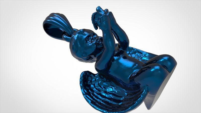 Vintage Cherub Baby Angel Heaven DOVE Wings Necklace Jewelry  3D print model_8