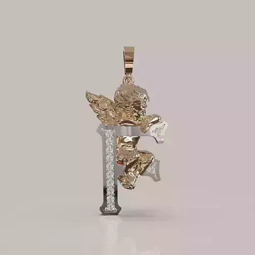 Angel Letter F 3D Model for Jewelry Design Printable Model