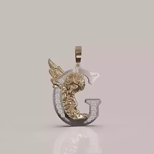 Angel Letter B 3D Model for Jewelry Design Printable Model