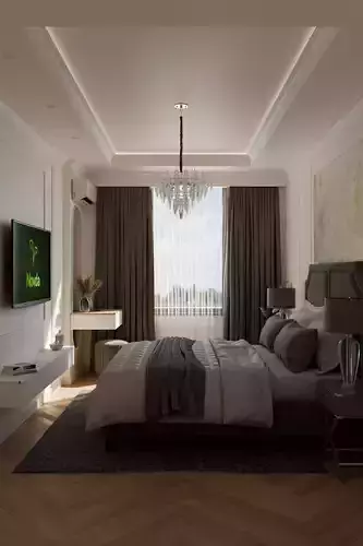 Neoclassic bedroom interior 3D model
