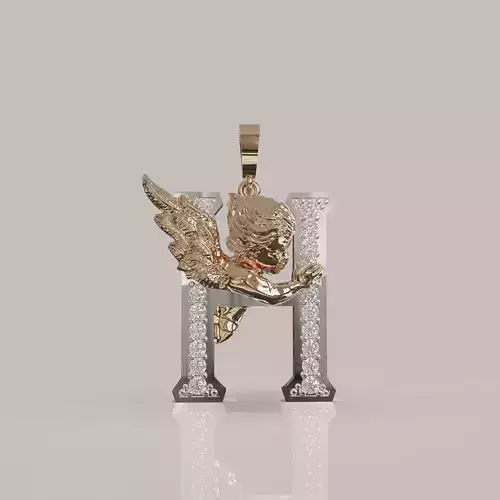 Angel Letter H 3D Model for Jewelry Design Printable Model