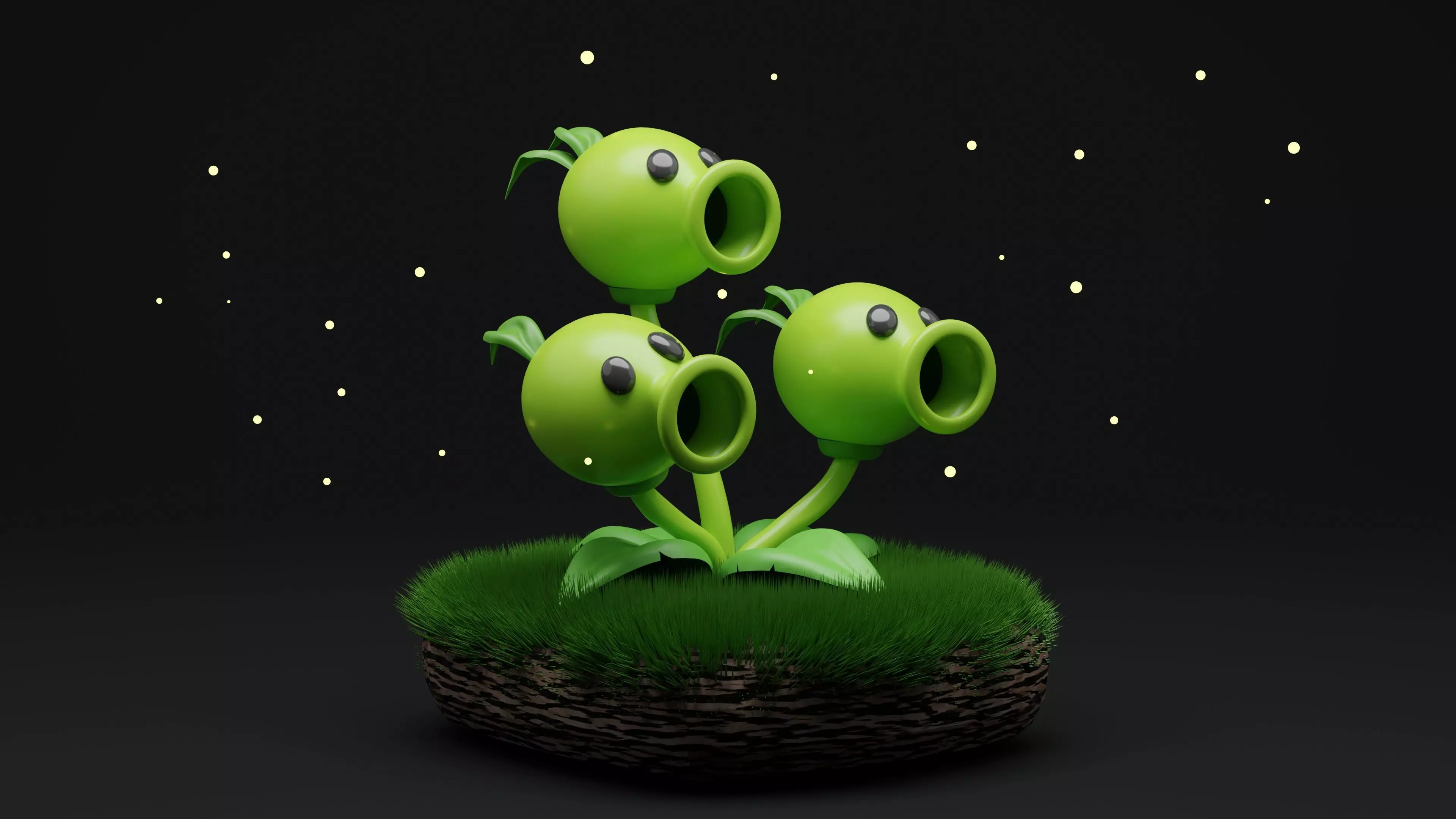 ThreePeater Plants Vs Zombies Low-poly 3D model_0
